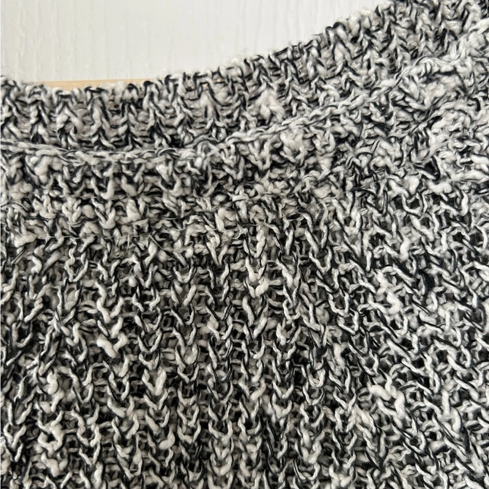 Free People Chunky Cotton Knit Cropped Sweater Black Gray White Sweater Sz S - Picture 10 of 13